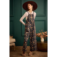 Rosewood Floral Wide Leg Overall Jumpsuit