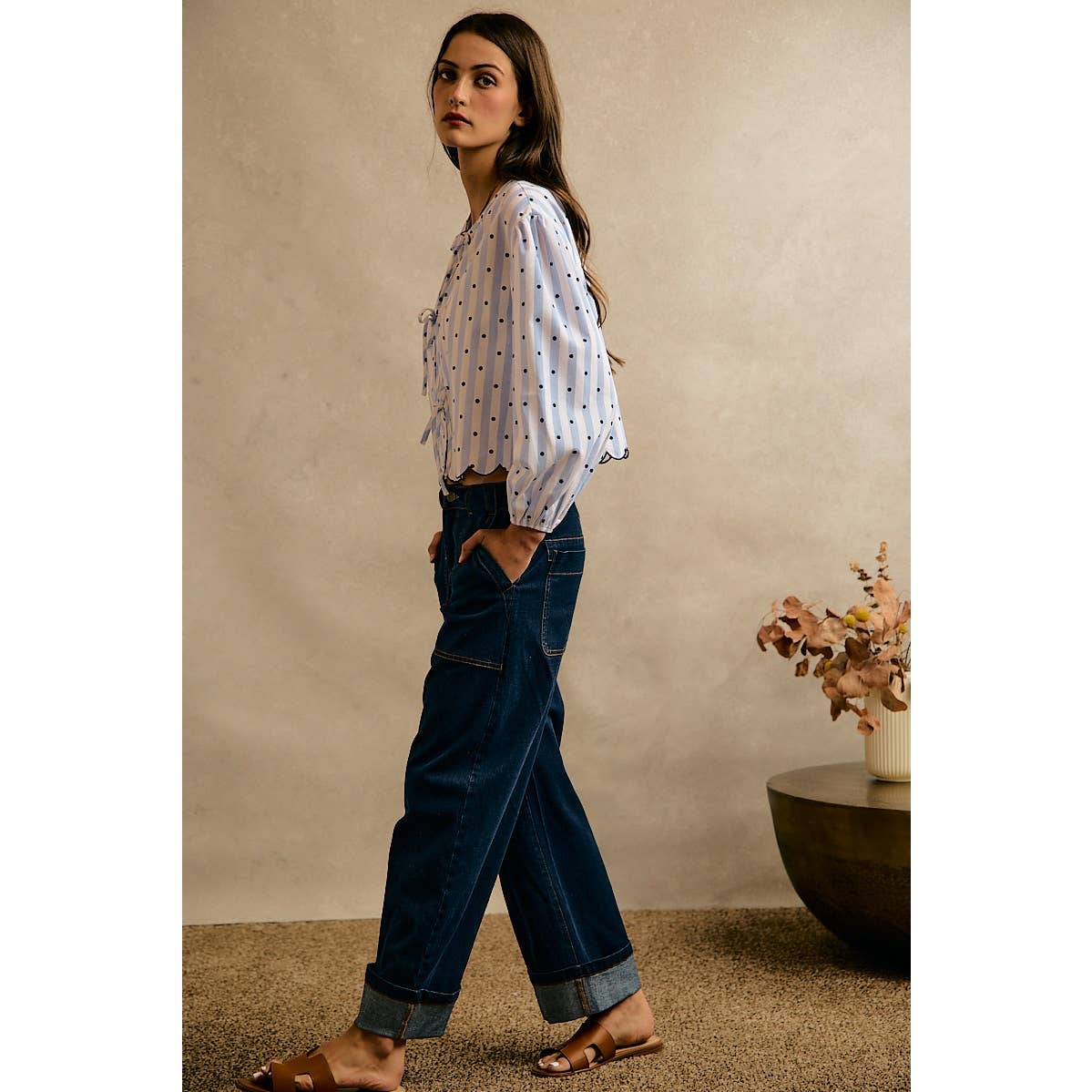 The Main Event Wide  Barrel High Rise Jeans: Dark Wash