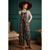 Rosewood Floral Wide Leg Overall Jumpsuit