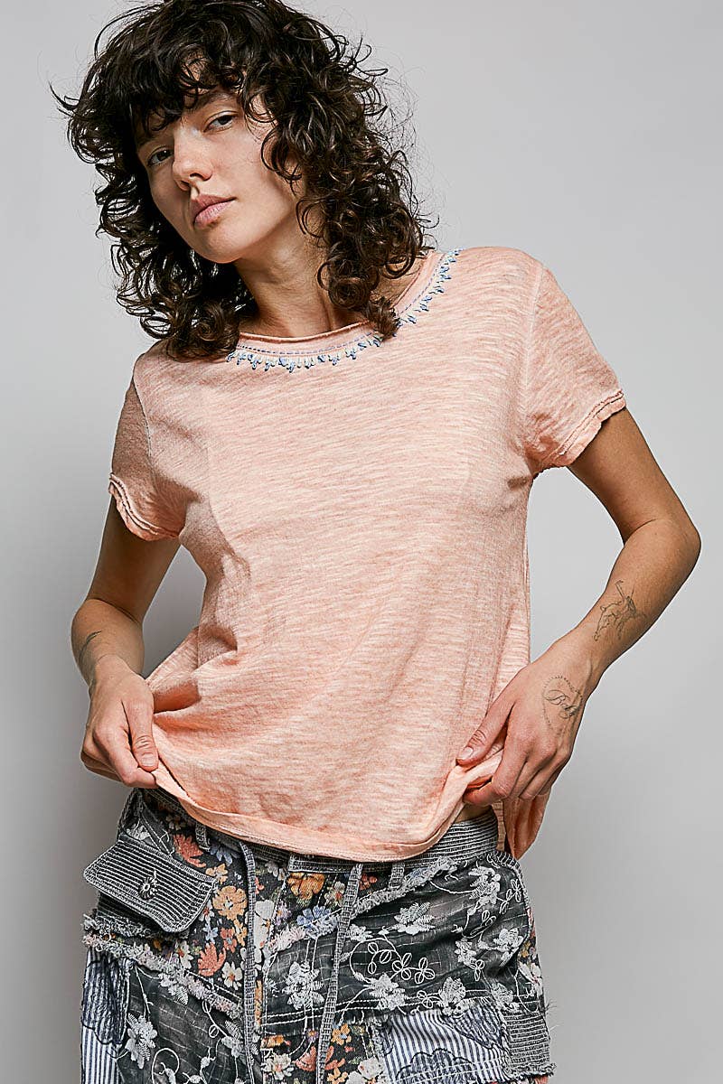 Everyday Lightweight Relaxed Fit Hand-Stitched Knit Top: Black / L