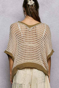 The Marigold Meadow Crochet Sweater: Beige/Olive