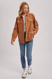 Everly Pines Corduroy Button-Down Shacket –Peacock