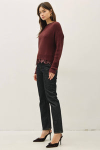 Soft Focus Lace Sweater: Chocolate