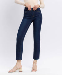 Vervet By Flying Monkey "Maren" High Rise Slim Straight Ankle Jeans – Dark Wash Denim