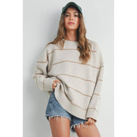 The Sunday Stroll Contrast Stripe Oversized Sweater