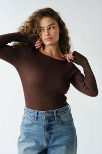 Barely There Boat Neck Micro-Ribbed Top