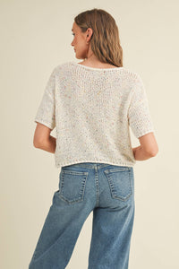 The Harper Confetti Sweater: Cream