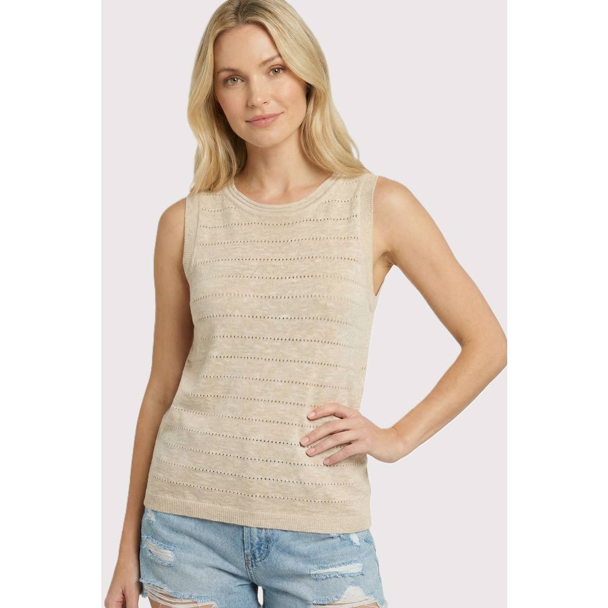 The Brielle Pointelle Sweater:Natural