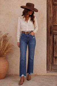The Hadley Hybrid Wide Leg Jeans: Dark Wash