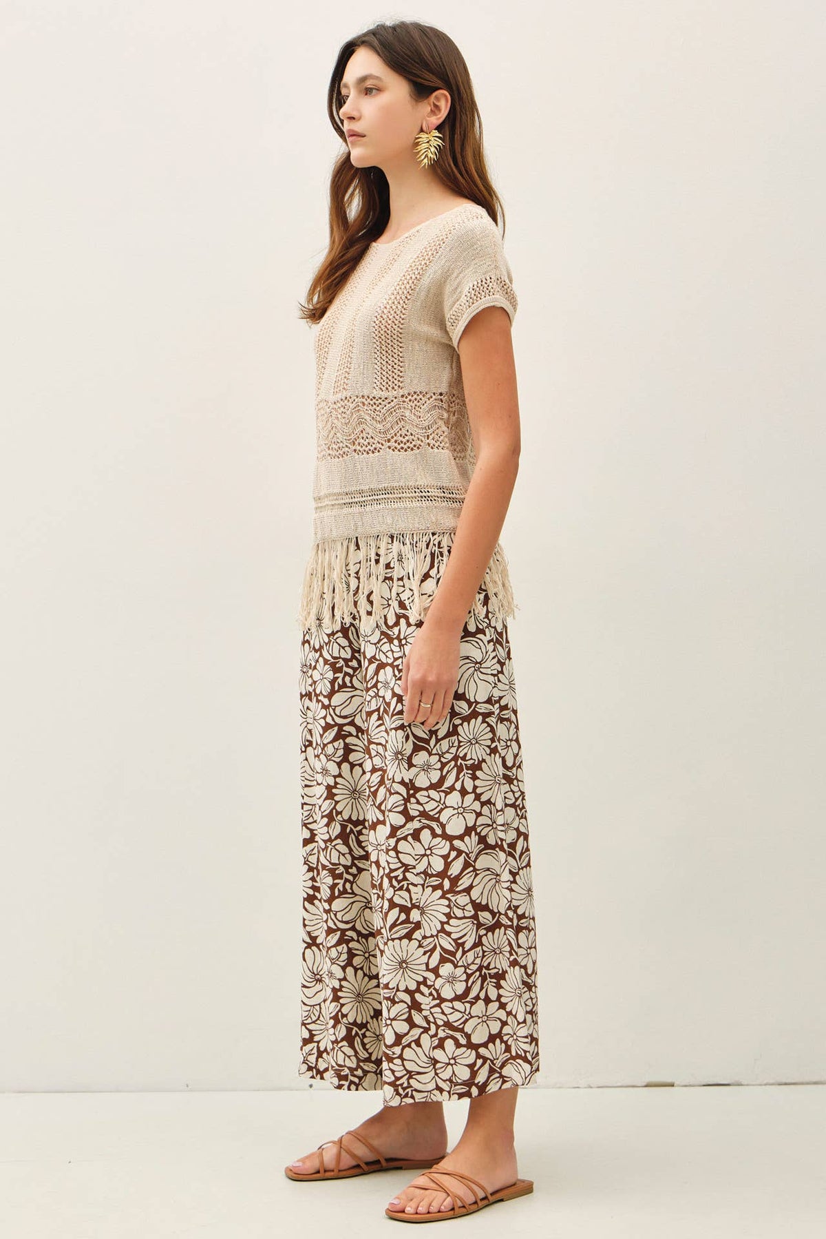 The Bloom Floral Wide Leg Crop Pants – Linen Blend Lightweight Summer Pants