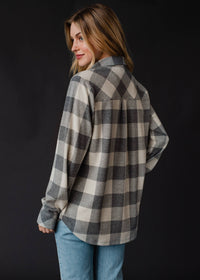 Cozy Gray & Cream Plaid Button Up