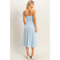 Striped Spaghetti Strap Dress: NAVY / S-M-L(2-2-2)