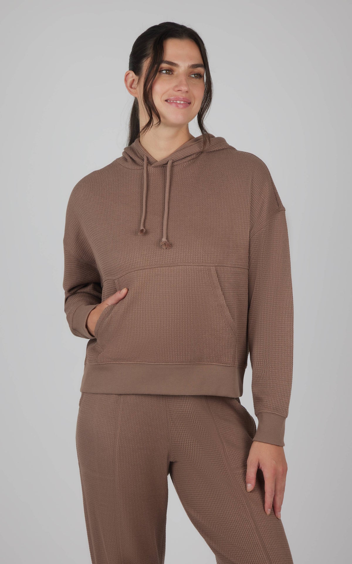 Aryn Soft and Cozy Waffle Knit Pullover Hoodie