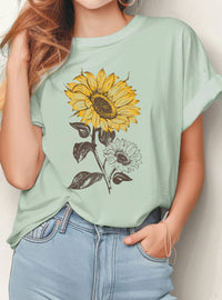 SUNFLOWER GRAPHIC TSHIRTS: NATURAL