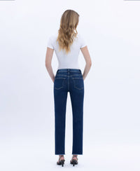 Vervet by Flying Monkey "Elara" Super High Rise Slim Straight Jeans – Raw Hem Cropped Denim