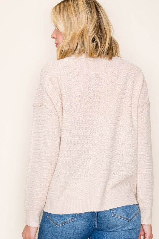 The Sutton Waffle Pocket Sweater – Ivory & Taupe