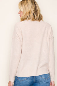 The Sutton Waffle Pocket Sweater – Ivory & Taupe