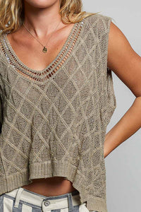 The Marlowe Crochet Tank: Taupe