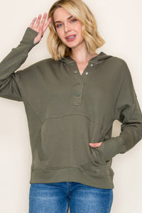 Rowyn Oversized Snap-Hoodie – Long Sleeve Pullover with Kangaroo Pocket