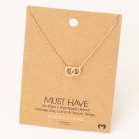 Dainty Dual Circle Link Pendant Necklace – Minimalist Necklace Gold or Rose Gold