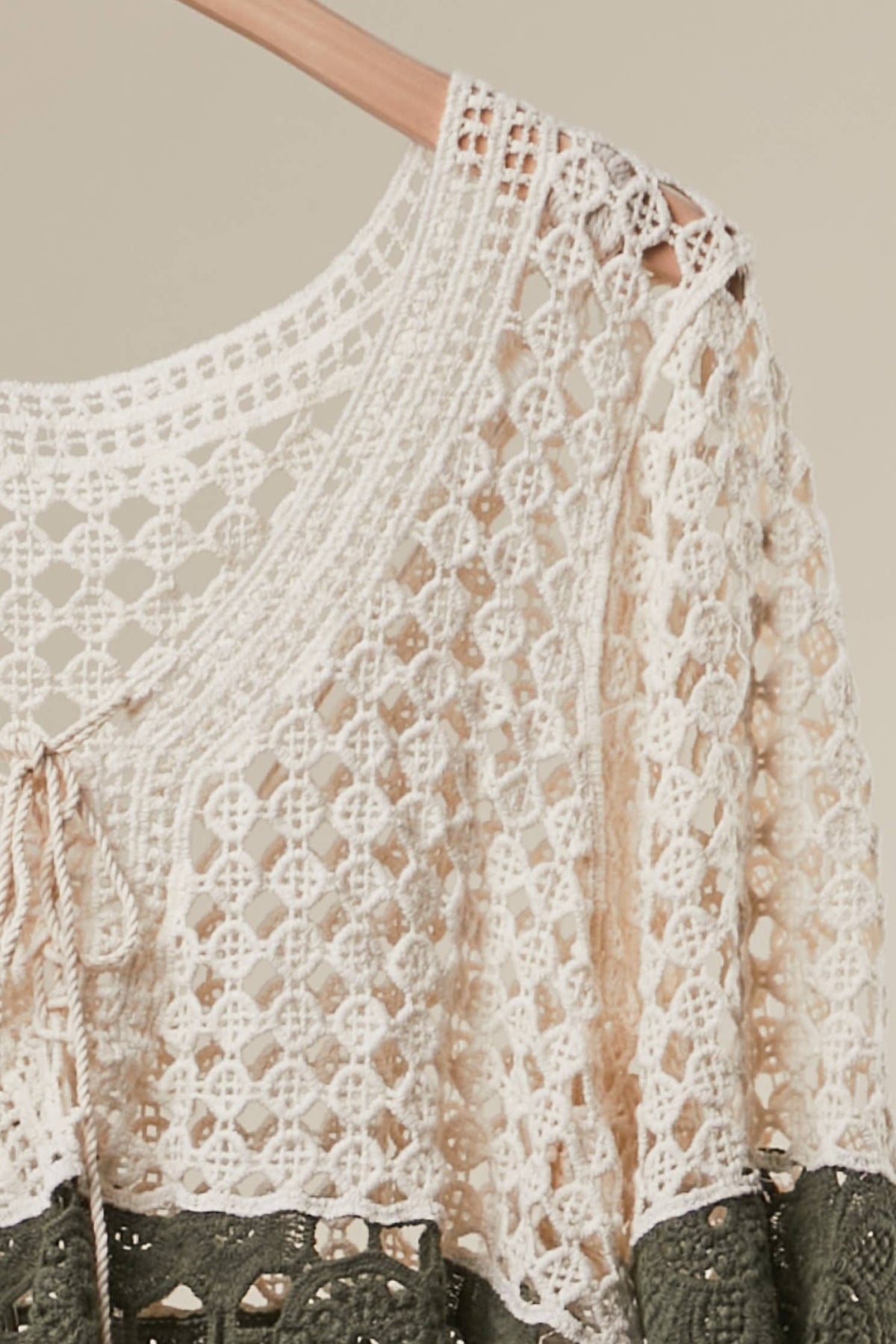 The Meadow Bloom Crochet Boho Top: Ivory/Olive