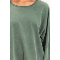 Weekend Ease Snow Wash Raglan Top: Dark Green