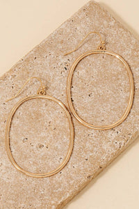 Hammered Metallic Oval Dangle Earrings