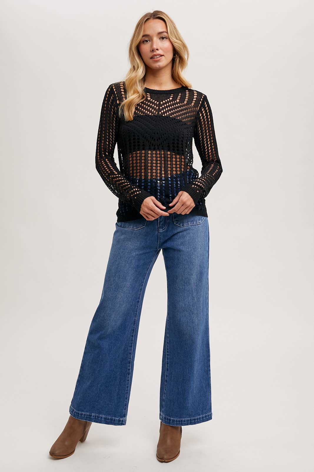 Dahlia Open Knit Pullover Sweater