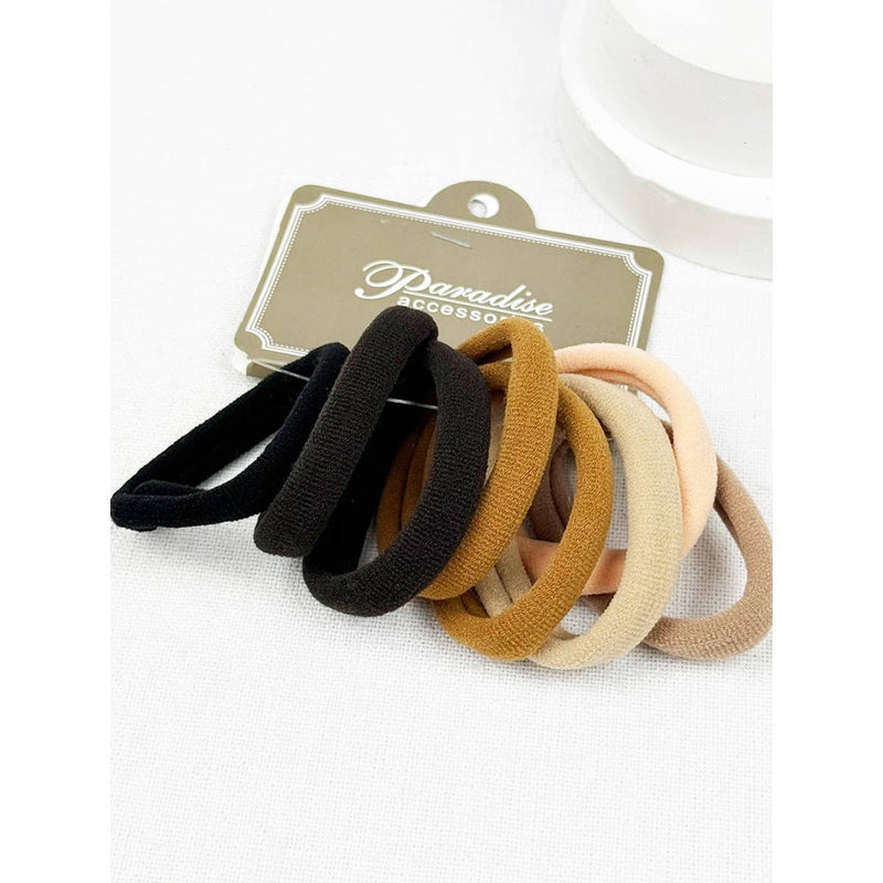 Black and Brown Shades Multicolor Elastic Hair Tie 10 PC Set – Seamless, No-Damage Ponytail Holders for Women