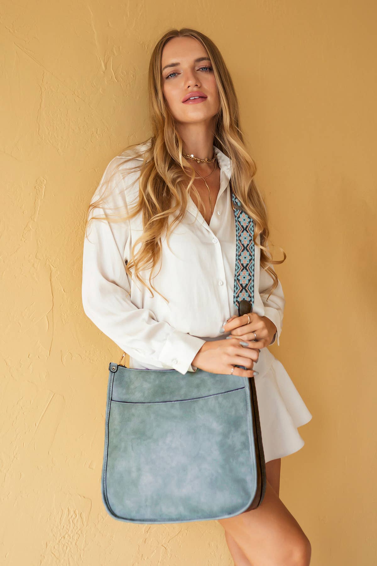 Jen & Co. Chloe Crossbody with Guitar Strap – Vegan Leather Everyday Bag (Brown, Cherry Lacquer or Olive)