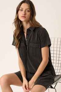 Carmen Vintage Wash T-Shirt Dress: Vintage Black