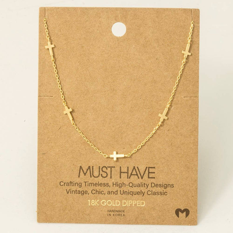 Meadow Grace Gold Dipped Cross Station Necklace – Dainty Faith-Inspired Jewelry