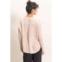 Slow Mornings Waffle Knit Top: Cream Taupe