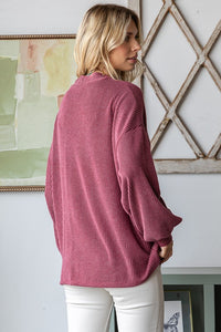 Owen Ribbed Button Front Cardigan: Burgundy