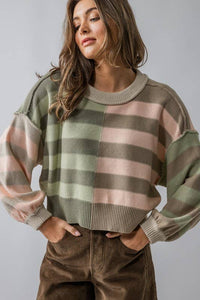 Bella Color Block Crew Sweater.