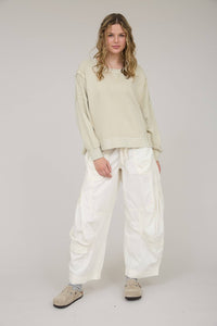 The Dahlia Vintage Wash Crewneck Top: Oatmeal