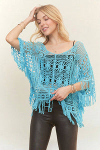FRINGE HEM CROCHET TOP - CESW3015: Natural / ONESIZE(6)