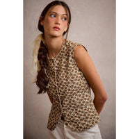 Heirloom Floral Button Vest: Cream/Multi