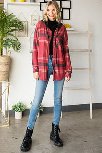 Sutton Plaid Hoodie Shacket – Soft Flannel Button Down with Hood
