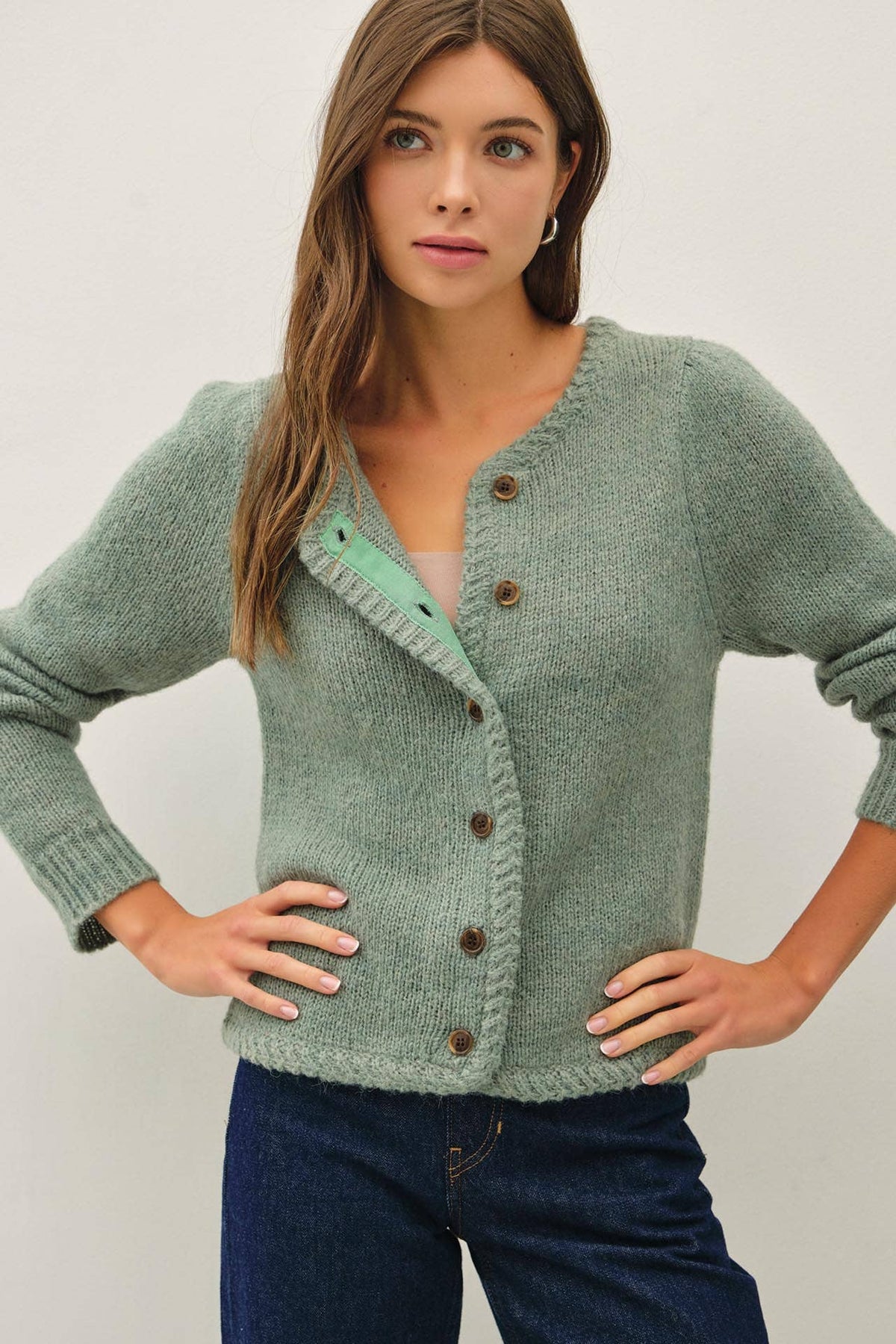 Better Together Braided Cardigan: Sage