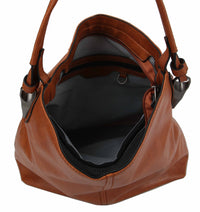 Rustic Roadside Faux Leather Hobo Shoulder Bag – Brown, Grey, Mocha | Large Slouchy Tote with Side Metal Accents & Adjustable Strap