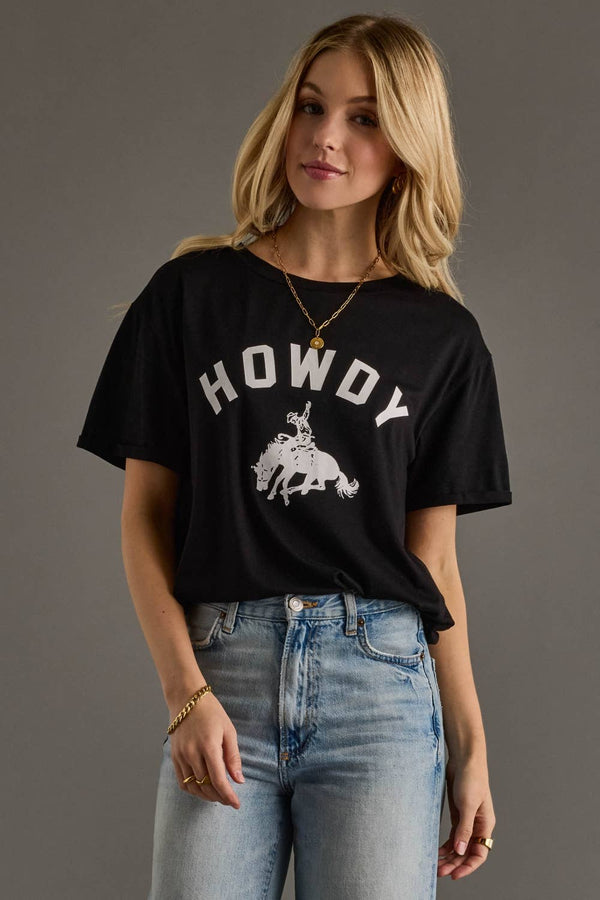 Howdy Graphic Tee: Black | Western Cowboy Graphic T-Shirt for Women