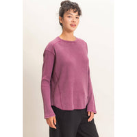Slow Mornings Waffle Knit Top: Cream Taupe