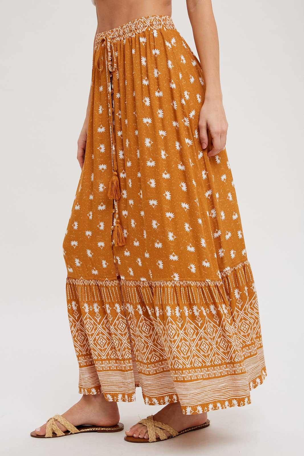 Briar Boho Button-Front Maxi Skirt