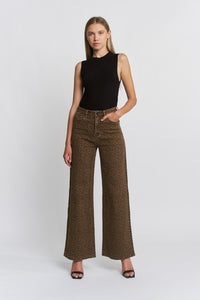 Mica Denim Savannah Super High-Rise Wide Leg Leopard Jeans – Bold Animal Print Denim