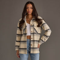 Cream, Black & Gray Plaid Jacket