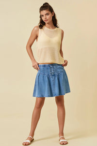 Briella Open Stitch Sweater Tank : Cream – Women’s Lightweight Knit Layering Top