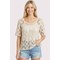 The Delilah Crochet Floral Top: Natural