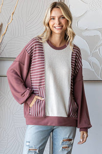 Ambria Casual Long Sleeve Top: Vintage Burgundy