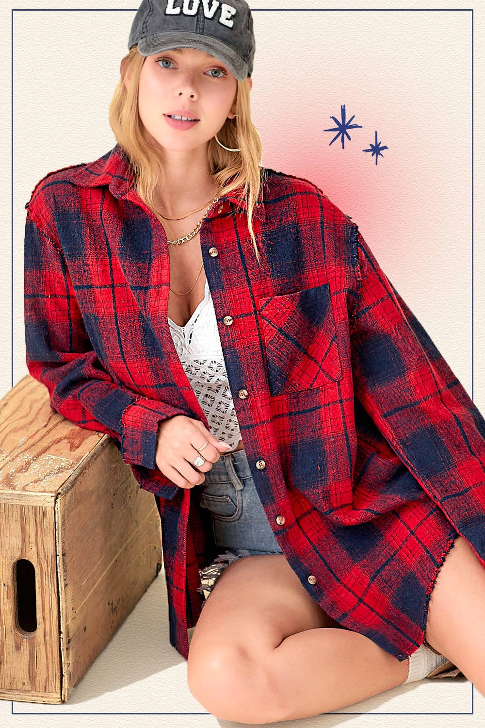 Rowan Mineral Wash Plaid Flannel Shacket with Raw Edge Details